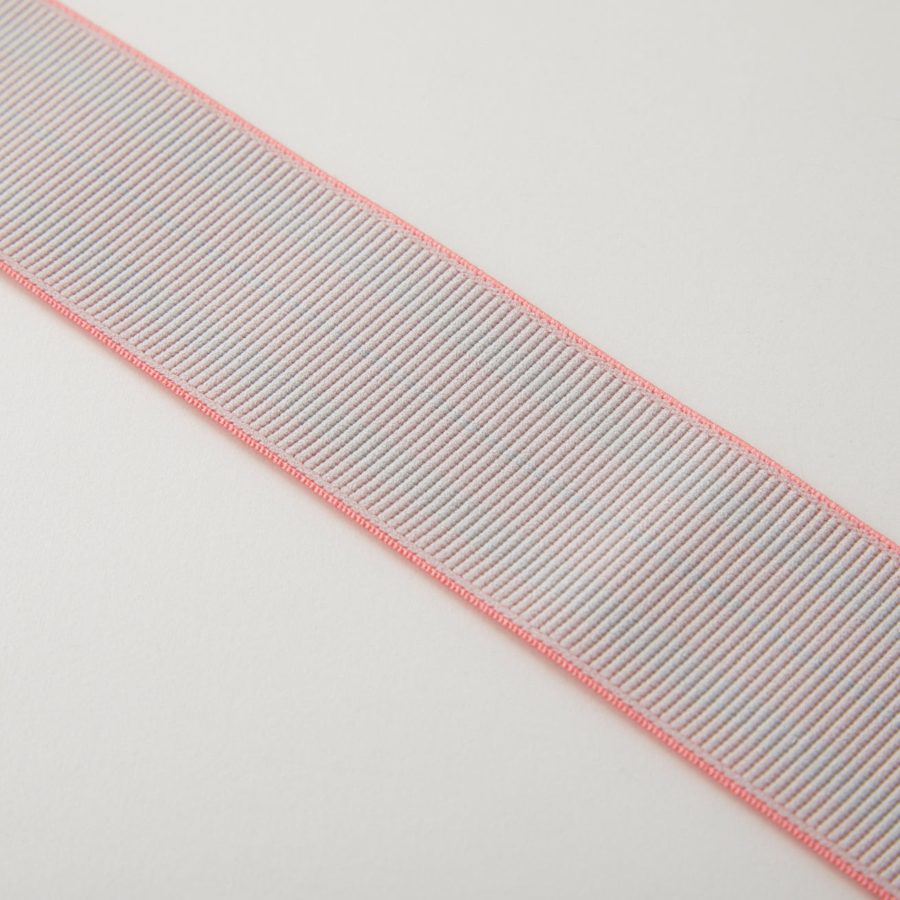 23-007-1m-ウエストマーク織りゴム-平ゴム-サーモン（１mカット商品）ピンク×グレー