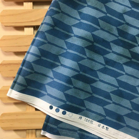 99-191 Yagasuri(Arrow Stripe pattern), Japanese pattern, 100% Cotton, Sheeting, Blue, 2m