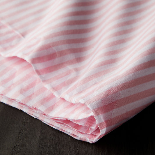 99-759 Knit fabric, White×Pink, Striped, 10 (Minimum 50)×150cm