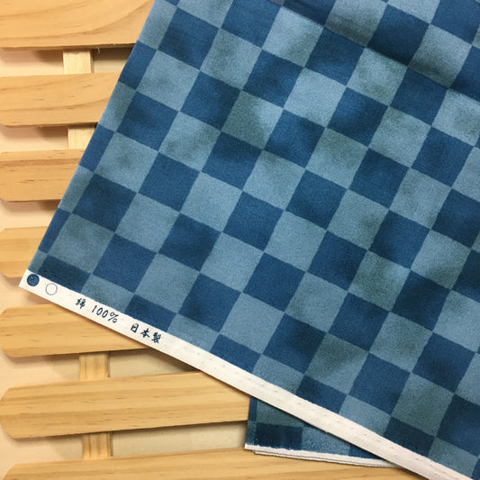 99-193 Checkered pattern, Japanese pattern, 100% Cotton, Sheeting, Blue, 2m
