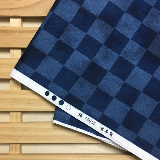 99-205 Checkered pattern, Japanese pattern, 100% Cotton, Sheeting, Navy, 2m